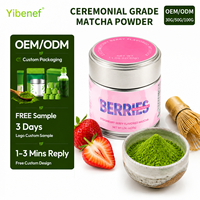 Poudre de Matcha saveur Fraise Yibenef en boîte portable, végétalienne, sans noix, pour boisson prête à l'emploi, marque privée, OEM