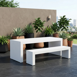Mesa de Comedor Rectangular Moderna de 200 cm de Hormigón, Mesa de Comedor Minimalista de Fibra de Hormigón Impermeable para Uso en Interiores y Exteriores - Product Image 2