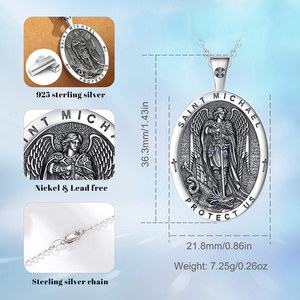 Merryshine - Amuleto de Nácar, Medalla Religiosa de San Miguel Arcángel, Collar con Colgante de Joyería <span class=keywords><strong>para</strong></span> Hombre - Product Image 6