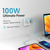 Chargeur de smartphone 100W Type-C USB-C GaN, alimentation 3 ports PD3.0 PPS, charge rapide pour Samsung Watch, ordinateur portable, téléphone, tablette