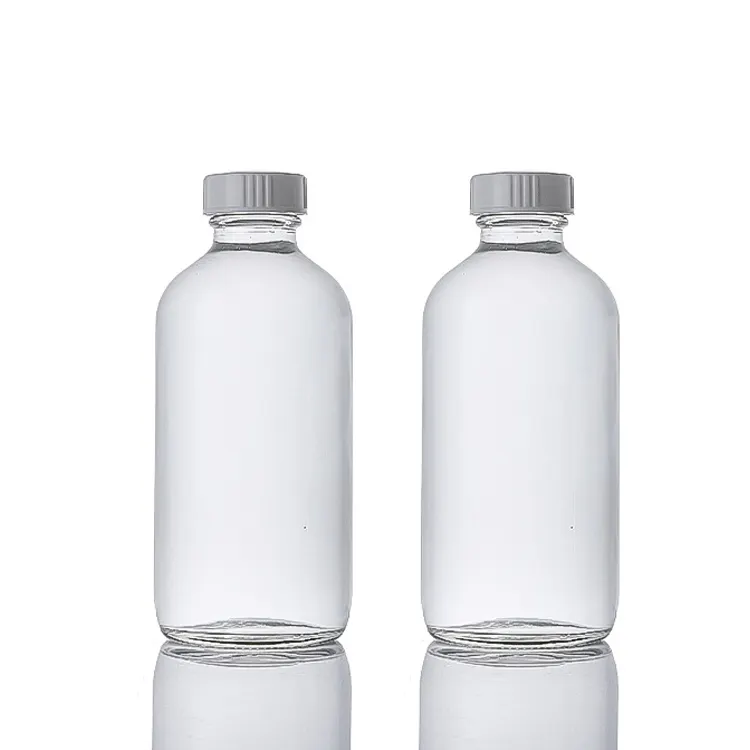 2 Unzen kleine durchsichtige Glasflasche mit Deckeln 60 ml Boston Muster Mini-Reisendes Wesentliche Flasche für Wellness Ginger Shots Whiskey Flüssigkeit