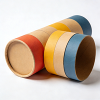 Boîte cylindrique de luxe en carton kraft épais, imperméable, avec pelliculage mat, impression personnalisée et couvercle scellé protecteur