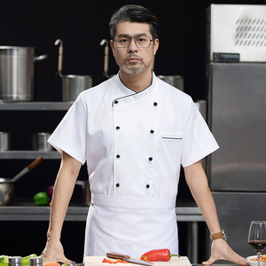Respirant grande taille à manches longues et courtes hommes été salle à manger pâtisserie cuisson gâteau vêtements cuisine vêtements Chef uniforme pour hommes - Product Image 1