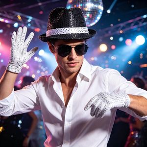 SOLPOP Disfraces <span class=keywords><strong>de</strong></span> Discoteca <span class=keywords><strong>de</strong></span> <span class=keywords><strong>los</strong></span> 70 para Hombre, Accesorios <span class=keywords><strong>de</strong></span> Disfraz <span class=keywords><strong>de</strong></span> Estrella Pop, Guantes <span class=keywords><strong>de</strong></span> Lentejuelas, Sombrero Fedora Negro, Gafas <span class=keywords><strong>de</strong></span> Sol, Calcetines, Fiesta Temática <span class=keywords><strong>de</strong></span> <span class=keywords><strong>los</strong></span> <span class=keywords><strong>80</strong></span> y 90 - Product Image 4