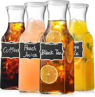 Carafe carrée en verre de 32 oz avec couvercle, pichet en verre transparent de 1000 ml, carafe de service pour boissons, brunch, eau froide, jus, lait, thé glacé