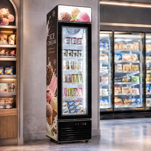 Congélateur vertical commercial mince à porte vitrée simple pour la présentation de glaces en magasin de proximité - Product Image 1