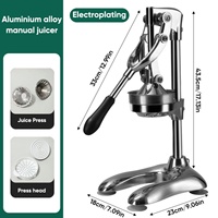 Handmatig arbeidsbesparend hefboomprincipe Fruitpers U-vormige antislipbasis Aluminium Citrus Citroenpers 120 mm voor barrestaurant