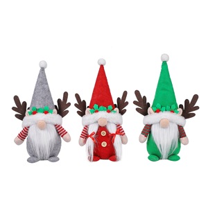 Plush Reindeer Antler Christmas Gnome Doll with Knit <b>Hat</b> for Xmas Tabletop Home <b>Holiday</b> Ornament Decor - Product Image 6