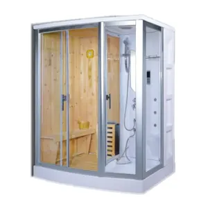 person luxury shower steam wood sauna room