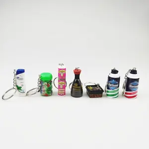 Simulation soft drink bottle cans miniature doll house scene resin accessories decoration logo custom key chain