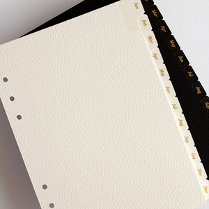 Deluxe Monthly <strong>Divider</strong> With Laminated Label Custom Beautifully Textured Gold <strong>Leaf</strong> Leather Ring Card Monthly <strong>Divider</strong> - Product Image 3