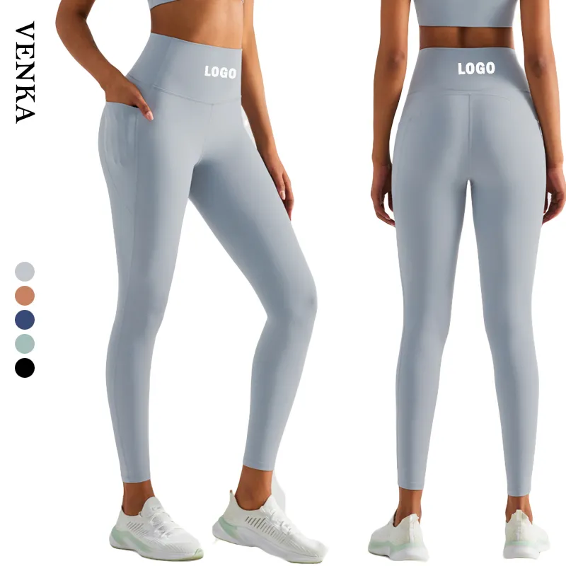 Di alta qualità Lu donne 81% nylon 19% cra elastan Leggings vita alta glutei Lift palestra sport Fitness Yoga pantaloni con tasche