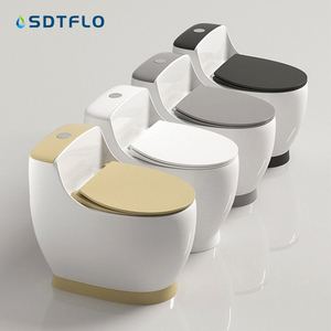 New Design <strong>Black</strong> White Grey Seat Cover Floor Mounted Ceramic S-trap One Piece Wc <strong>Toilet</strong> for Bathroom - Product Image 1