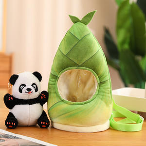 热卖二合一可爱熊猫毛绒玩具竹背包新款可爱熊猫竹子毛绒动物玩具拥抱 - Product Image 2
