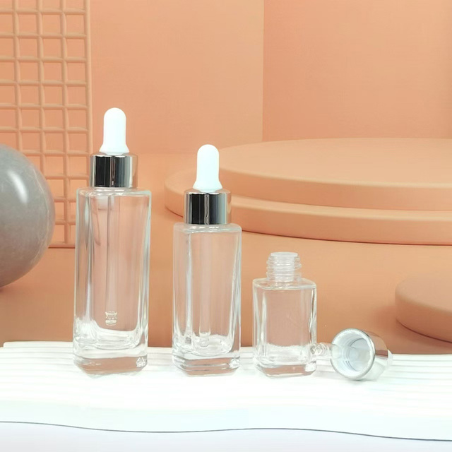 15ml 30ml 50ml Square Essential Oil Dropper Cosmetic Glass Packaging Refillable Tool