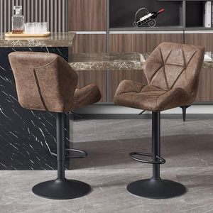 Màu nâu sẫm da nhân tạo chiều cao thép có thể điều chỉnh xoay thanh phân Bistro Phân thiết kế phân với tựa lưng - Product Image 2