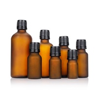 Flacon compte-gouttes en verre ambré dépoli pour cosmétiques et huiles essentielles, avec bouchon en aluminium, disponible en 5ml/10ml/15ml/20ml/30ml/50ml/100ml