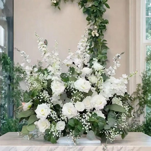 Arrangements floraux de style <span class=keywords><strong>jardin</strong></span> 50 cm, fleurs artificielles vert émeraude au toucher réel, centre de table en rangée de fleurs, fleurs d'allée de mariage, couleur terre cuite - Product Image 1