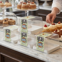 Boîte d'emballage transparente pour pâtisserie, avec fenêtre, pour mousse carrée française, boîte à gâteau personnalisée avec logo