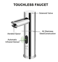 Grifo de lavabo automático sin contacto con sensor inteligente de latón de un solo orificio para montaje en encimera, grifo de agua para lavabo de baño