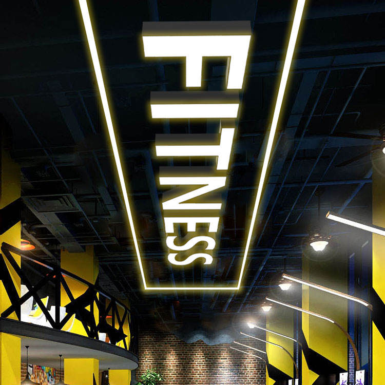 Customizable Indoor Lighting LED Square Logo Light Alphabet Hanging Fixture Linear Chandelier Pendant Ceiling Letters