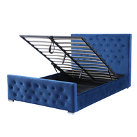 Meubles de chambre à coucher modernes en tissu de luxe cadre de lit Queen Size cadre de lit plate-forme tête de lit cadre de lit en tissu rembourré en velours