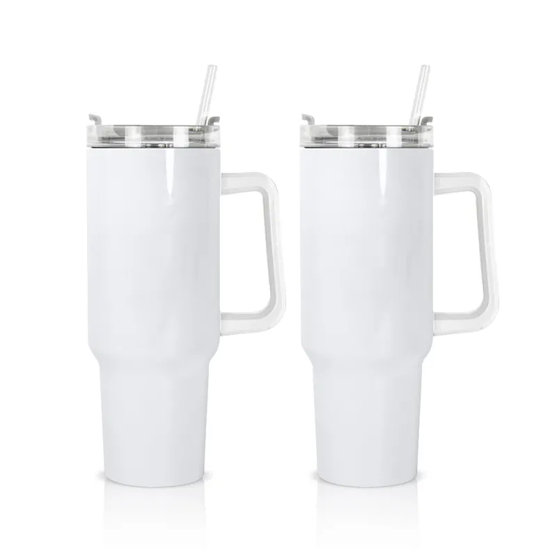 EE. UU. Almacén Venta caliente 40oz Aislamiento de acero inoxidable Sublimación Espacios en blanco 40oz Tumbler Camp Taza taza con asa