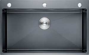 Évier encastrable en acier inoxydable 304, épaisseur 3,0+0,6 mm, modèle <span class=keywords><strong>au</strong></span> choix, gris anthracite/argent/noir, Volcano, Honeycomb, Millet - Product Image 4