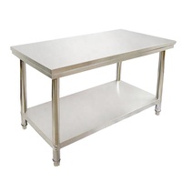 Table de travail double couche en acier inoxydable 304 pour cuisine commerciale, tables industrielles pour restaurant, type amovible avec 4 pieds réglables