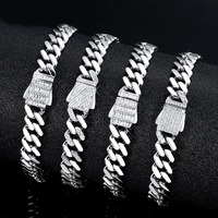 Bracelet de fiançailles de luxe personnalisé en cuivre style cubain, plaqué platine et or, pour la vente en gros de bijoux d'usine, tendance hipster et punk