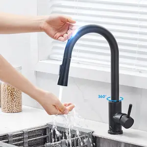 Robinet mitigeur d'eau tactile rotatif, pour évier de cuisine, avec capteur tactile
