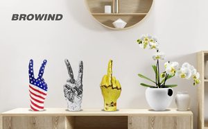 Oro Polyresin gesto della mano segno di pace accenti decorazioni soprammobili dito medio scherzo pratico regali di Halloween figurina - Product Image 6