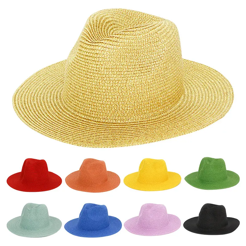 Модная летняя пляжная шляпа для женщин и мужчин, соломенные шляпы федоры, 25 цветов