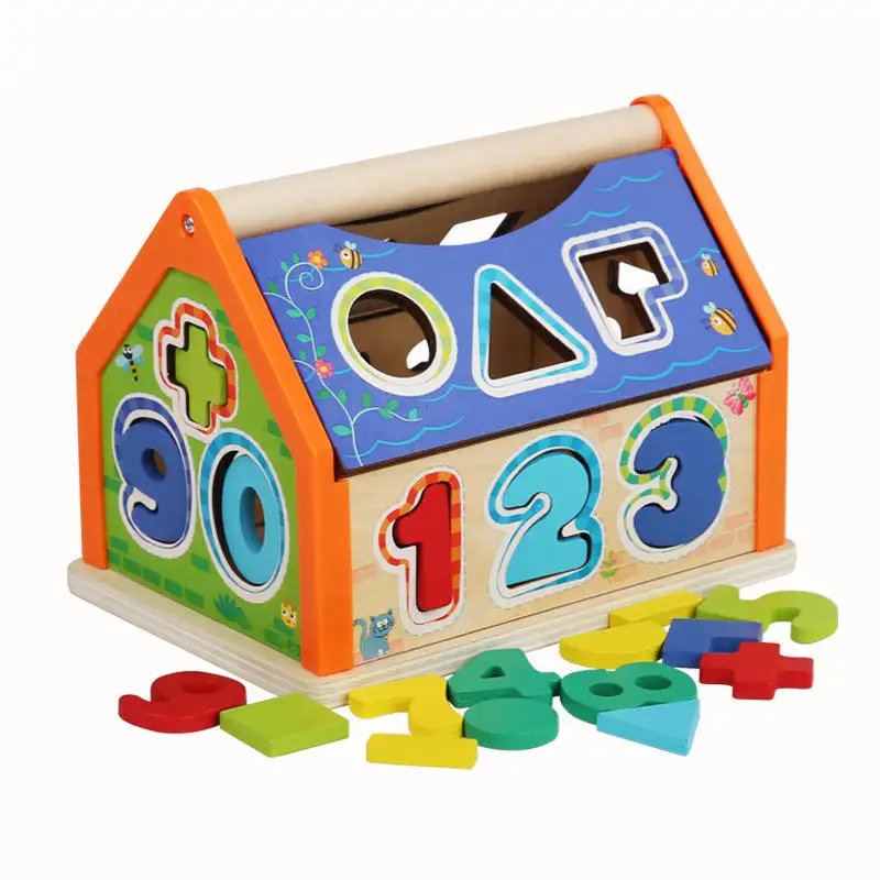 केएस मोंटेसरी अर्ली एजुकेशनल सेंसरी चिल्ड्रन डिजिटल कॉग्निटिव लकड़ी के घर के आकार के खिलौने बच्चों के लिए