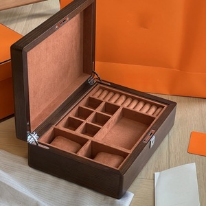 Portable Walnut <b>Wood</b> Multifunctional Jewelry <b>Box</b> Necklace Earring Accessories Storage Earring Ring <b>Box</b> - Product Image 4