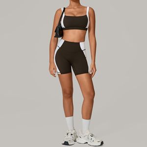 A New Taupe Colourway Elegant <strong>Women</strong> Gym Wear Super Soft Fitness Yoga Wear Yoga Set <strong>Womens</strong> <strong>Biker</strong> <strong>Shorts</strong> and Sports Bra Set - Product Image 4