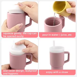 Gobelets d'apprentissage pour enfants en silicone sans BPA, personnalisables avec logo, 9 oz, anti-fuite, pour bébés et tout-petits - Product Image 4
