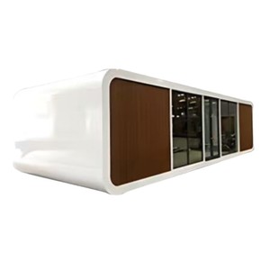 Módulo de Oficina Moderno en Contenedor, Diseño Rectangular, Exterior Blanco con Paneles Marrones y Ventanas de Vidrio para Uso en Exteriores - Product Image 1