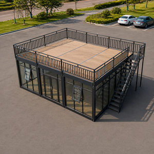 Maison en verre sur mesure à prix d'usine avec terrasse sur le toit, café, boutique ou bureau modulaire préfabriqué à <span class=keywords><strong>vendre</strong></span> - Product Image 2