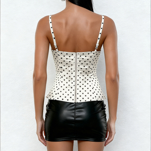 Débardeur Femme Sensuel en Dentelle à Pois avec Effet Color Block, Coupe Slim et Élégant sans Manches - Product Image 2