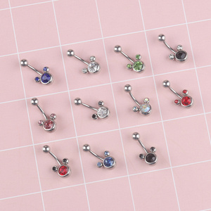 Minimalista solo cristal Rhinestone Mickey vientre anillo ratón <span class=keywords><strong>ombligo</strong></span> <span class=keywords><strong>Piercing</strong></span> cuerpo joyería <span class=keywords><strong>Acero</strong></span> quirúrgico <span class=keywords><strong>Acero</strong></span> inoxidable principal - Product Image 5