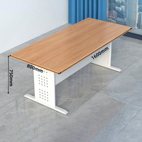 Table de formation de bureau à structure métallique, bureau de réunion en bois grainé, table de conférence robuste pour bureau et bibliothèque