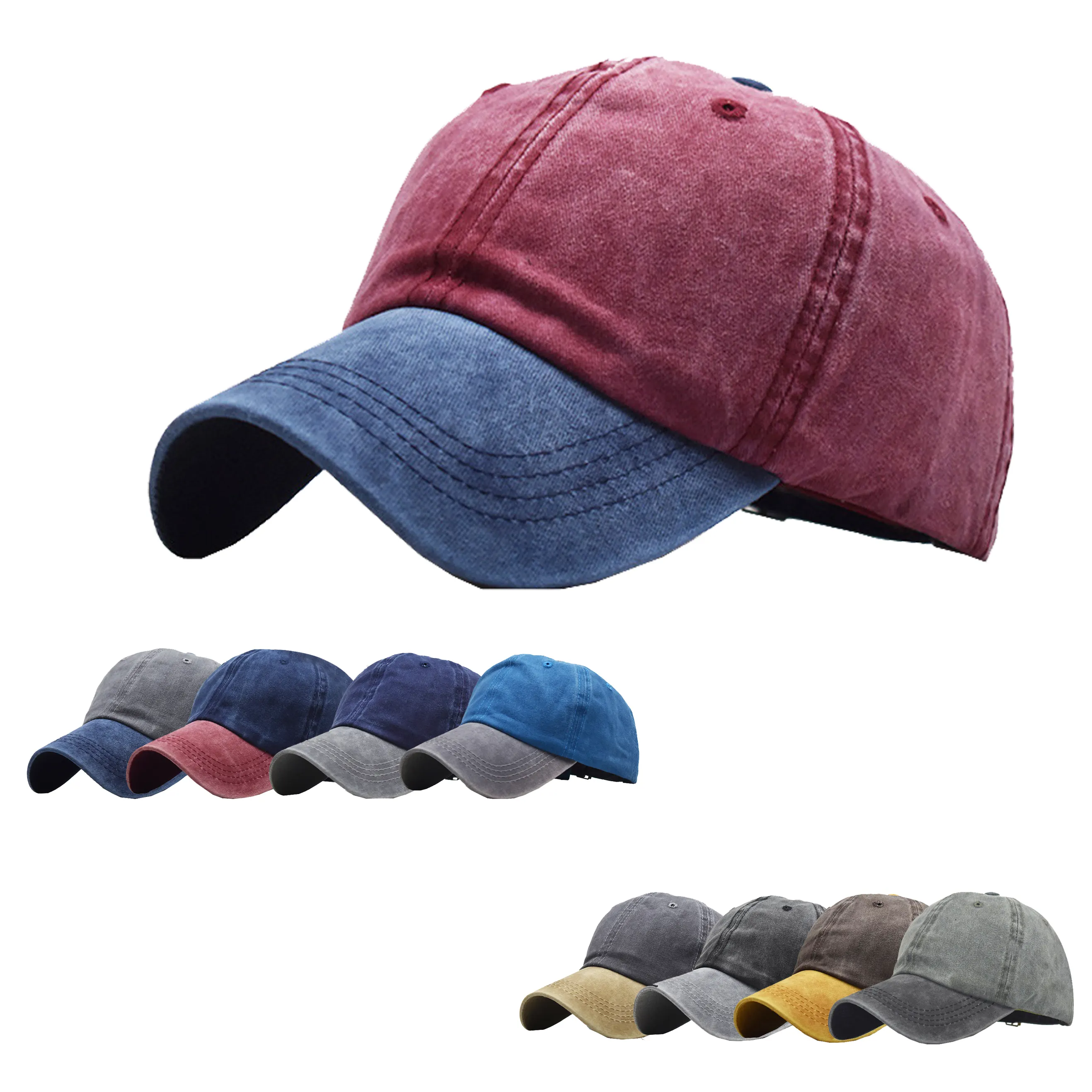 Commercio all'ingrosso Patchwork colore primavera estate berretto da Baseball donna Denim cappelli uomo cappelli da Baseball cotone Outdoor semplice visiera Vintage Casu