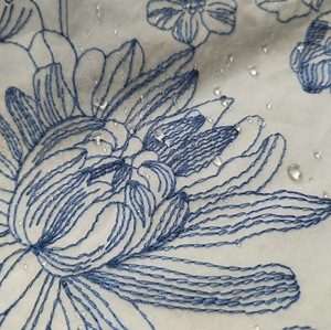 Tissu en polyester, <span class=keywords><strong>coton</strong></span> et <span class=keywords><strong>lin</strong></span> avec broderie florale de couleur contrastée, largeur 140 cm, pour robe cheongsam, sac - Product Image 5