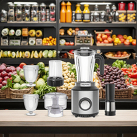 HappyPartner Mixeur Multifonction 6-en-1, Blender, Hachoir, Mixeur Électrique, Extracteur de Jus, Hachoir à Smoothies en Acier Inoxydable