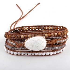 Gioielli di perline di moda fatti a mano pietre naturali miste cristallo <span class=keywords><strong>quarzo</strong></span> <span class=keywords><strong>rosa</strong></span> pietra fascino 5 fili bracciali avvolgenti - Product Image 4