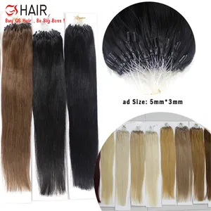 Wholesale Unprocessed Micro Loop Ring Hair , Remy Straight Brazilian Virgin Human Hair Loop Hair Extensions