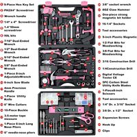 Juego de Herramientas TVERIM de 412 Piezas, con Enchufe de 1/4 Pulgada, de Acero Rosa con Revestimiento de Goma, Kit de Reparación para Hogar y Auto, con Caja de Almacenamiento y Cajones