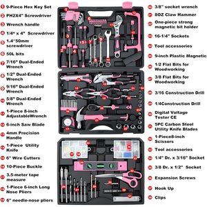 Juego de Herramientas TVERIM de 412 Piezas, con Enchufe de 1/4 Pulgada, de Acero Rosa con Revestimiento de Goma, Kit de Reparación para Hogar y Auto, con Caja de Almacenamiento y Cajones - Product Image 3