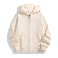 Sweat-shirt à capuche zippé ample de couleur unie vintage avec logo imprimé personnalisé pour hommes et femmes, marque de mode